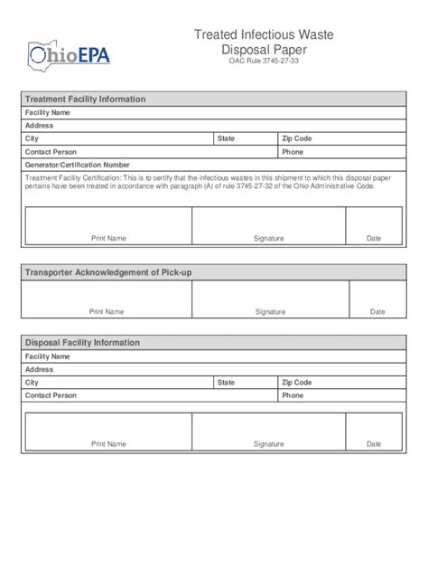 Fillable Online Epa Ohio Inspection Checklist IW Chemical Treatment