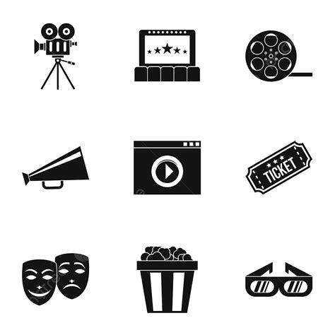 Cinematography Vector Hd Images Cinematography Icons Set Simple Style