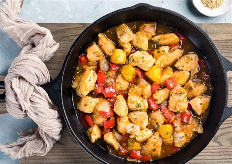 Receta de pollo a la sartén con piña y albaricoque CyB