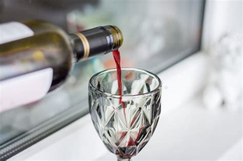 Red Wine Pouring From Bottle Wine Glass With Red Wine Alcohol Drinks