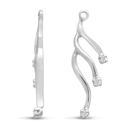 14K White Gold Cascading Branch Diamond Earring Jackets SuperJeweler