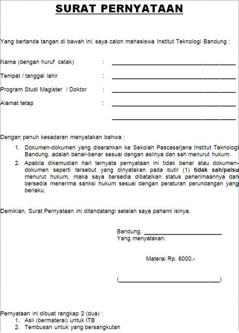 Contoh Surat Pernyataan Keaslian Dokumen