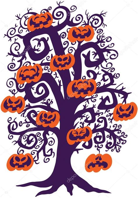 Halloween Tree With Orange Pumpkins Stock Vector Image By ©zoo Co 44807641