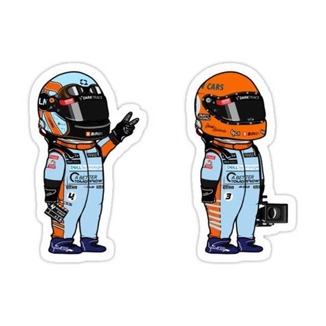 An Orange And Blue Race Car Driver Sticker