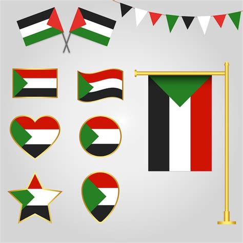 Premium Vector Vector Collection Of Sudan Flag Emblems And Icons In