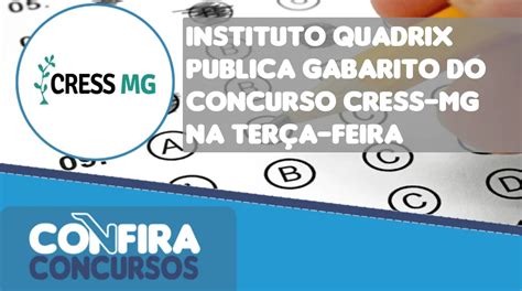 Instituto Quadrix publica gabarito do concurso CRESS MG na terça feira