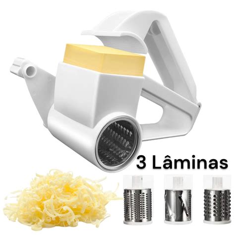 Ralador De Queijo Manual Inox 3 Em 1 Fatiador Cortador Legumes Vegetais