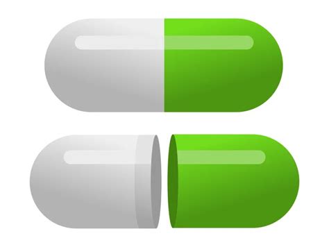 Medical Green Capsule Pill Isolated On White Background Stock Vector By