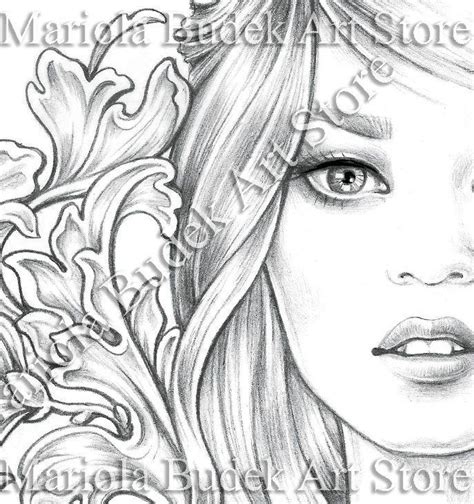 Delicate Mariola Budek Premium Coloring Page Printable Adult Colouring