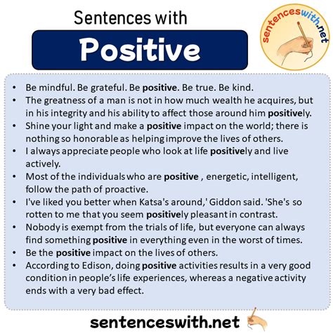 Sentences With Positive Sentences About Positive In English Sentenceswith