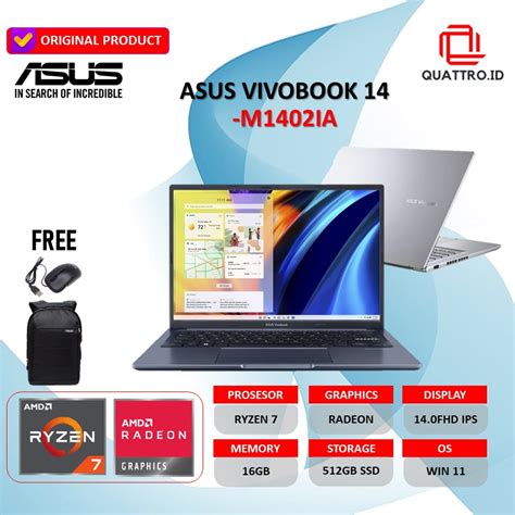 Jual Laptop Asus Vivobook M Ia Ryzen H Gb Gbssd