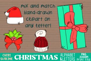 Hand Drawn Christmas Alphabet Numbers Graphic By Chibi Sublime