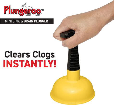 Plungeroo Mini Sink & Drain Plunger - Powerful Unclogging Tool for Sink ...