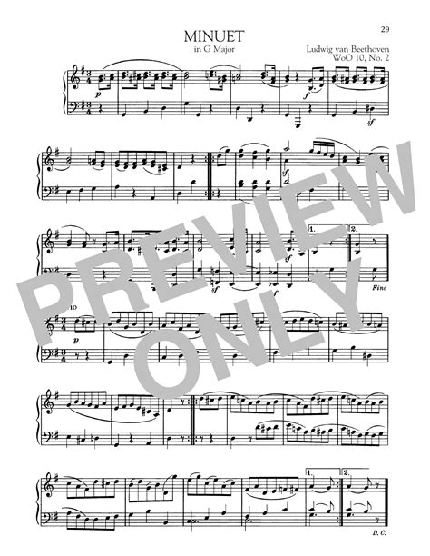 Ludwig Van Beethoven Minuet In G Major Woo No Sheet Music