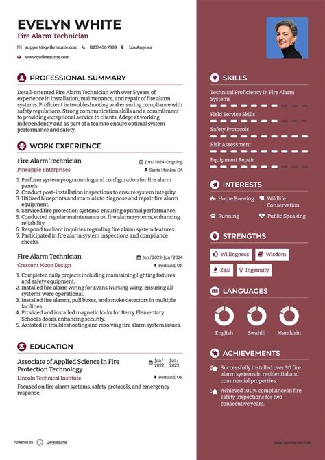Fire Alarm Technician Resume Resume Skills For Security Technician