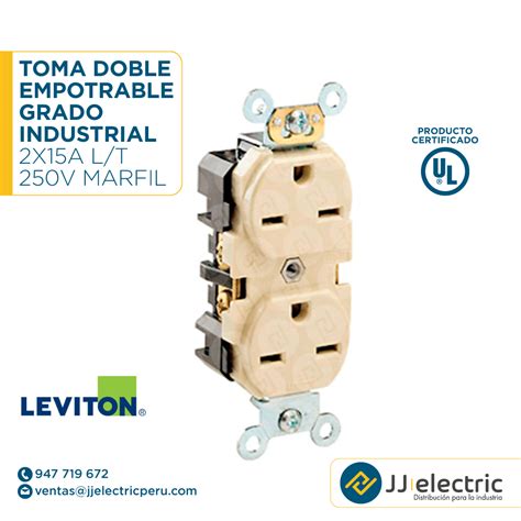 Toma Doble Empotrable Grado Industrial X A L T V Marfil Leviton