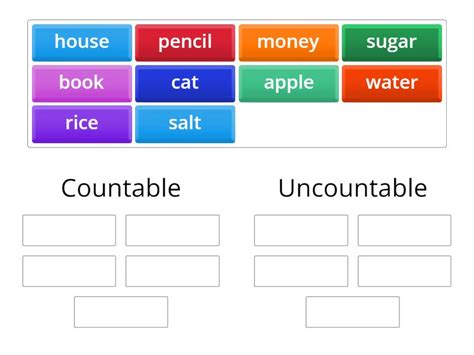 Countable And Uncountable Noun Group Sort