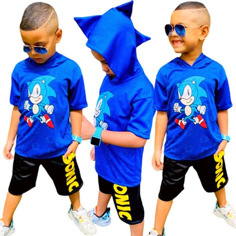 Conjunto Fantasia Juvenil Personagem SONIC Da SEGA Infantil Masculino