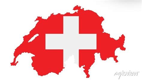 Switzerland Map With Flag Texture On White Background Illustration