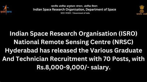 Isro Nrsc Graduate And Technician Apprentice Recruitment 2023 Check