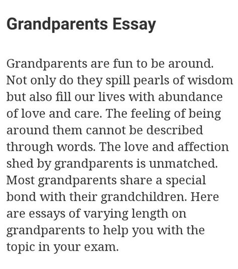 I Need An Essay On Grandparents Day For Class Brainly In