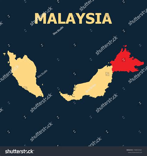 High Detailed Map Sabah Highlighted On Stock Vector Royalty Free