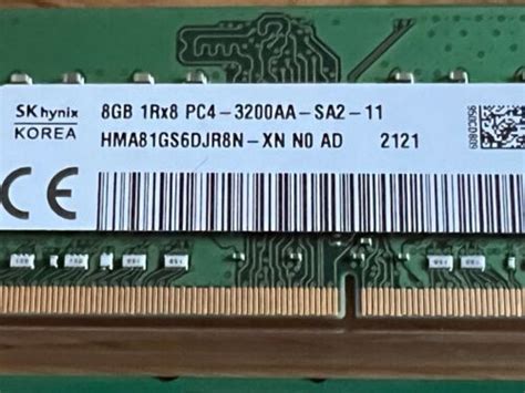 SK Hynix HMA81GS6CJR8N VK 2x8GB DDR4 PC4 21300 2666MHz Laptop Memory