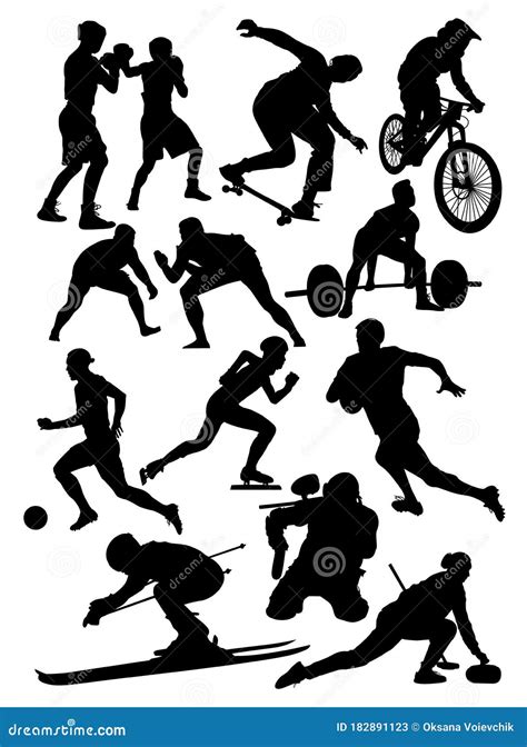 Set Of Silhouettes Of Athletes Of Various Sports Vector Stock Vector