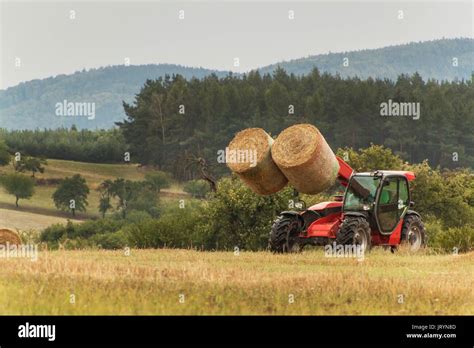 Telescopic Collector Straw Collector On Field In The Czech Republic