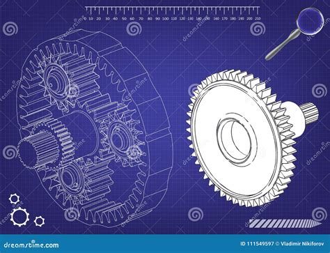 3d Model of the Planetary Mechanism Stock Vector - Illustration of ...