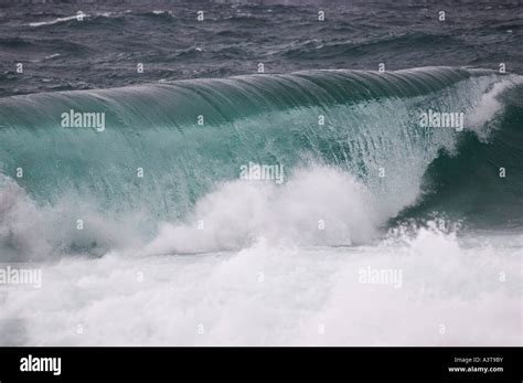 Large Lake Superior Waves Crash On The Keweenaw Peninsula Near Copper Harbor Michigan Stock