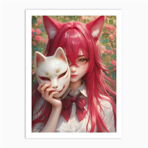 Anime Girl With Cat Mask Art Print By Fleur De Lys Fy