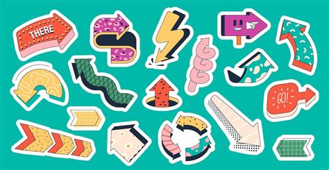 Premium Vector Set Of Stickers Vibrant Dynamic Arrow Signs Exude