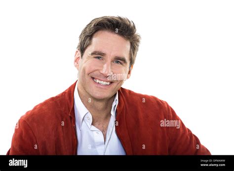 One Man Mature Handsome Portrait Blue Eyes Smiling Portrait Studio