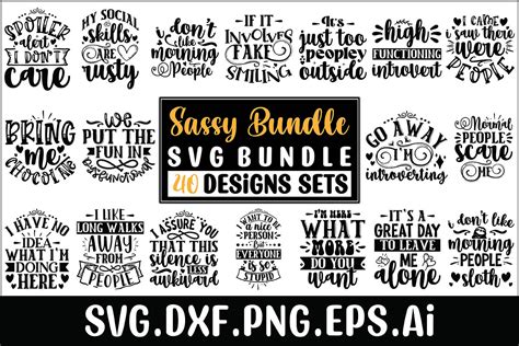 Sassy Svg Bundle 40 Designs Graphic By Teebusiness41 · Creative Fabrica