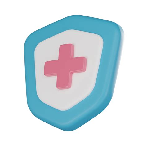 Medical Health Protection Shield With Cross 3D Icon For Medical And