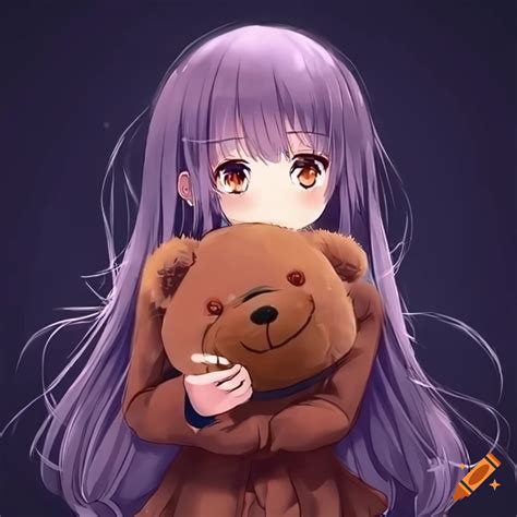 Anime Girl Holding Teddy Bear