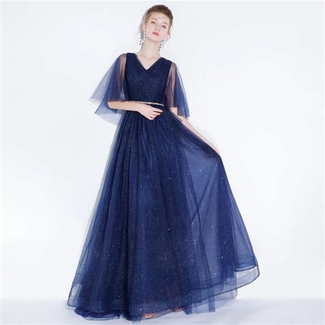 SSYFashion новое простое выпускное бальное платье с v-образным вырезом ...