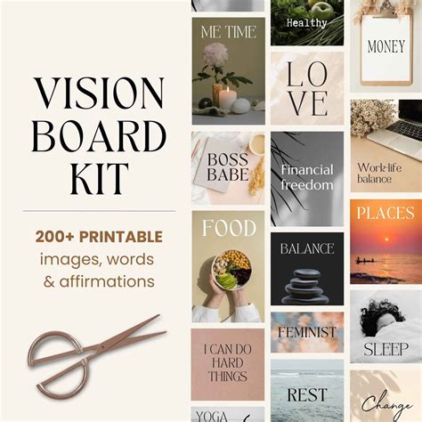 Vision Board Printable Collage Kit Vision Board Collage Manifestation ...