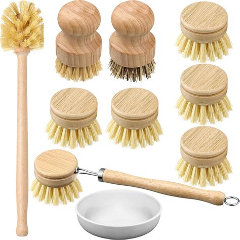 Amazon 10 Pieces Wooden Dish Brush Set Bamboo Dish Brush Wood