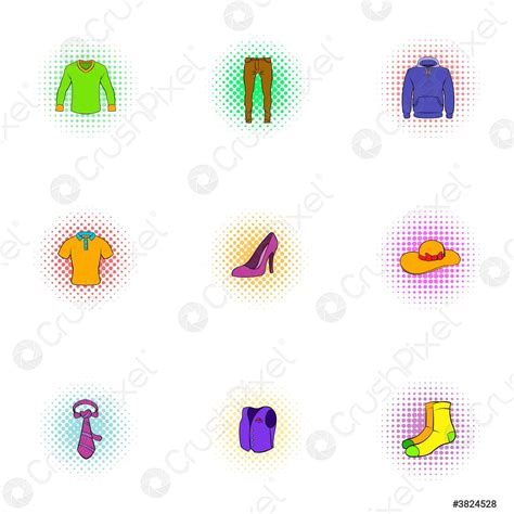 Types Of Clothes Icons Set Pop Art Style Stock Vector 3824528