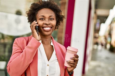 Beautiful Business African American Woman With Afro Hair Smiling Happy