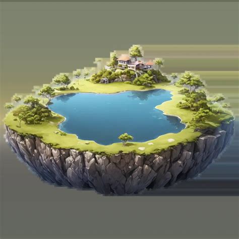 Exquisite Floating Island PNG Image Captivating Digital Art For