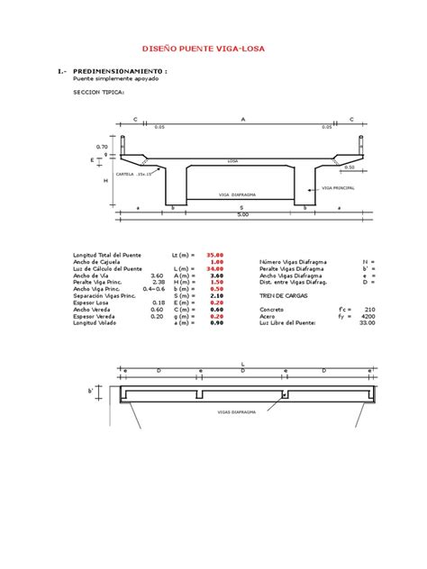 Diseño De Puente Viga Losa Pdf Carpintería Ingeniería Estructural