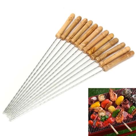 Pcs Stainless Steel Metal Barbeque Skewer Needle Bbq Kebab Stick