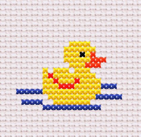 Cute Rubber Duck Cross Stitch Pattern Simple X Stitching Tiny Motif