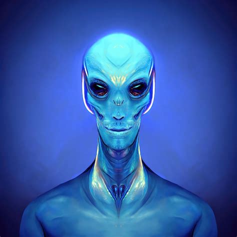 Premium Photo Portrait Handsome Blueskinned Alien Man Light Blue