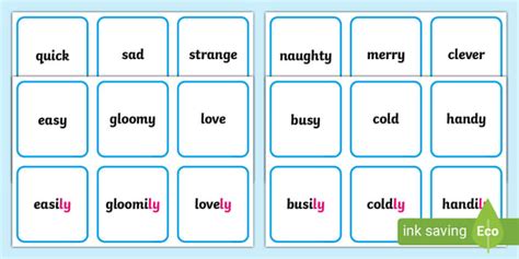 Suffix Matching Cards Ly Suffix Primary Resources