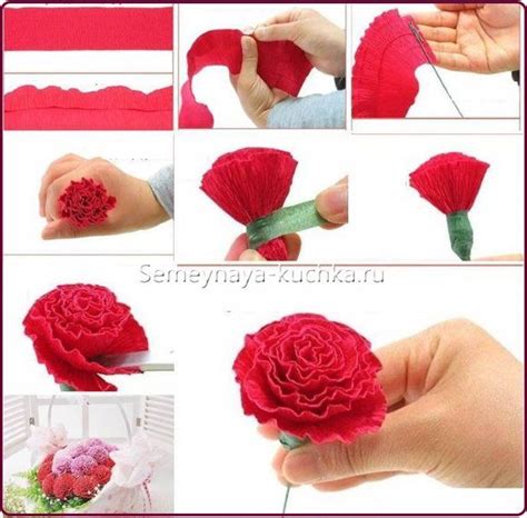 красные гвоздики из бумаги | Tissue paper flowers, Paper flowers, Paper ...