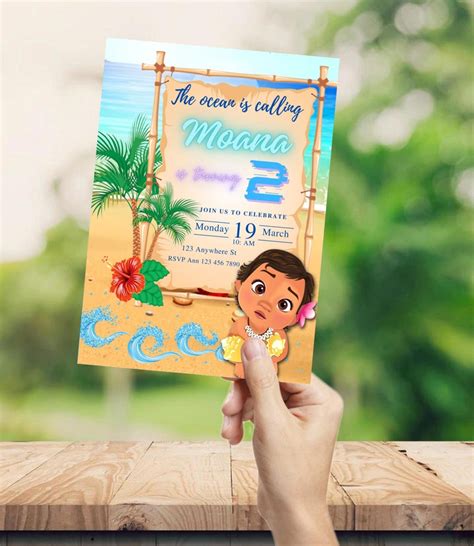 Editable Moana Birthday Invitation Moana Theme Party Invitation